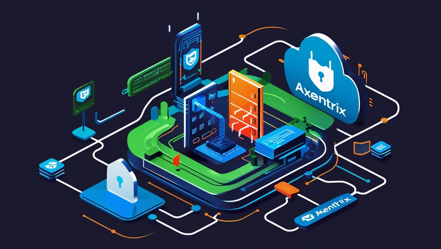 Cybersecurity & Firewall Solutions_ with company name Axentrix Technologies